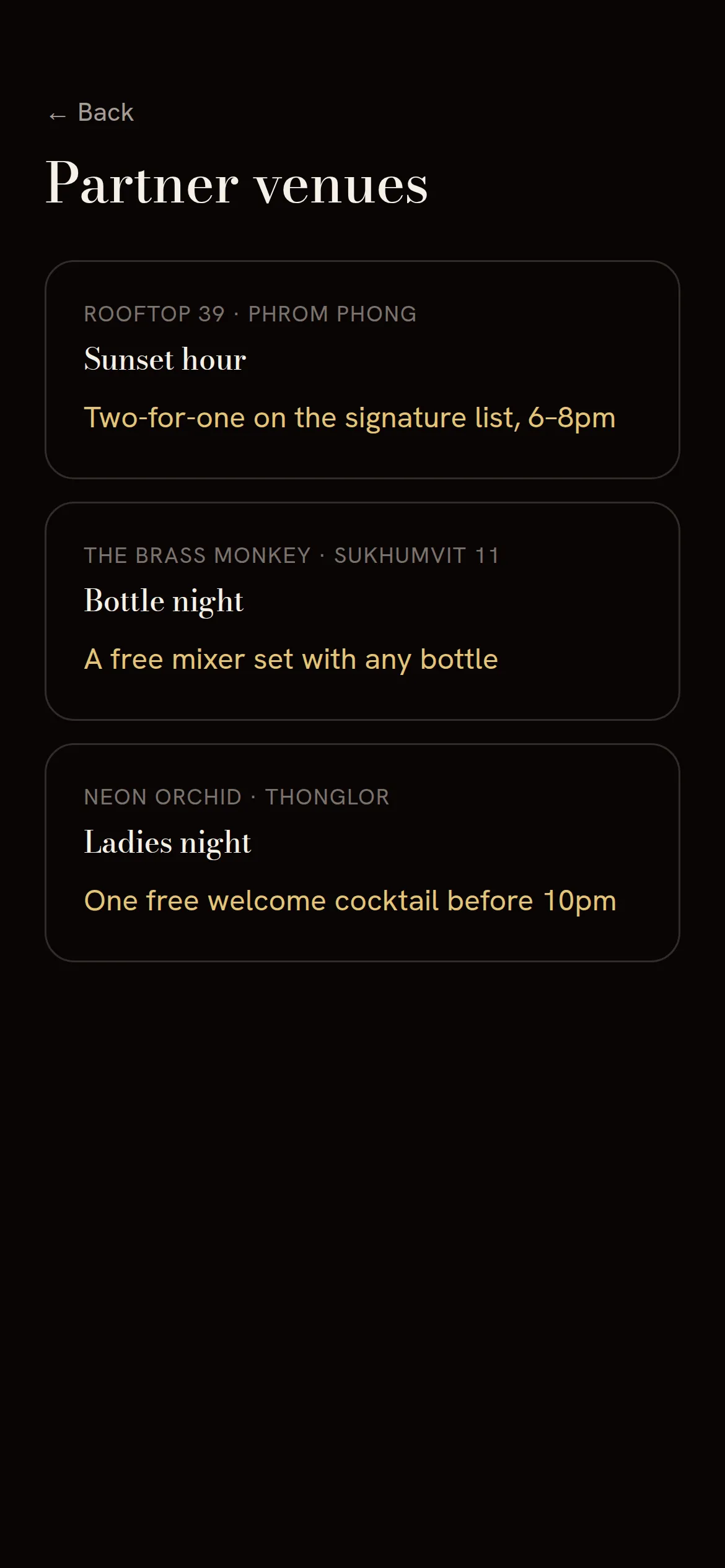 Venues open to you